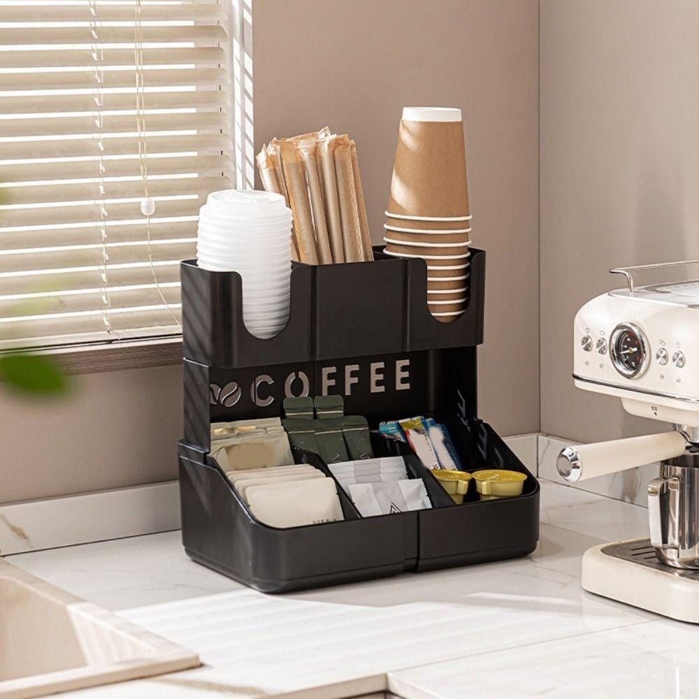 Plastic Disposable Paper Cup Holder Adjustable Cup Dispenser Cup Straw Storage Rack  Office