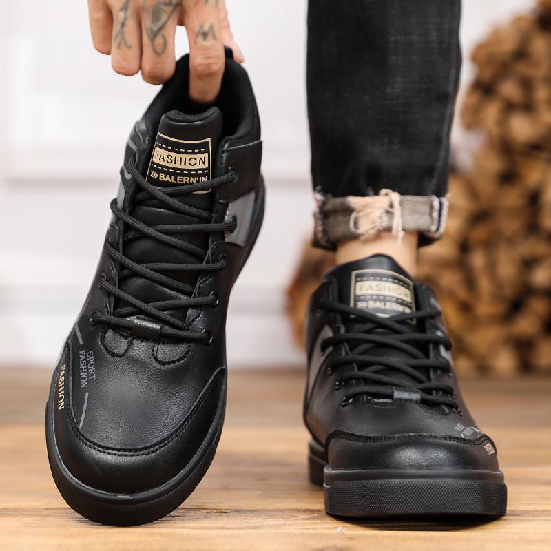 Мужские осенне-зимние зимние ботинки, водонепроницаемые кожаные спортивные ботинки для сноуборда, брендовые модные походные ботинки, рабочая обувь с плоским дном