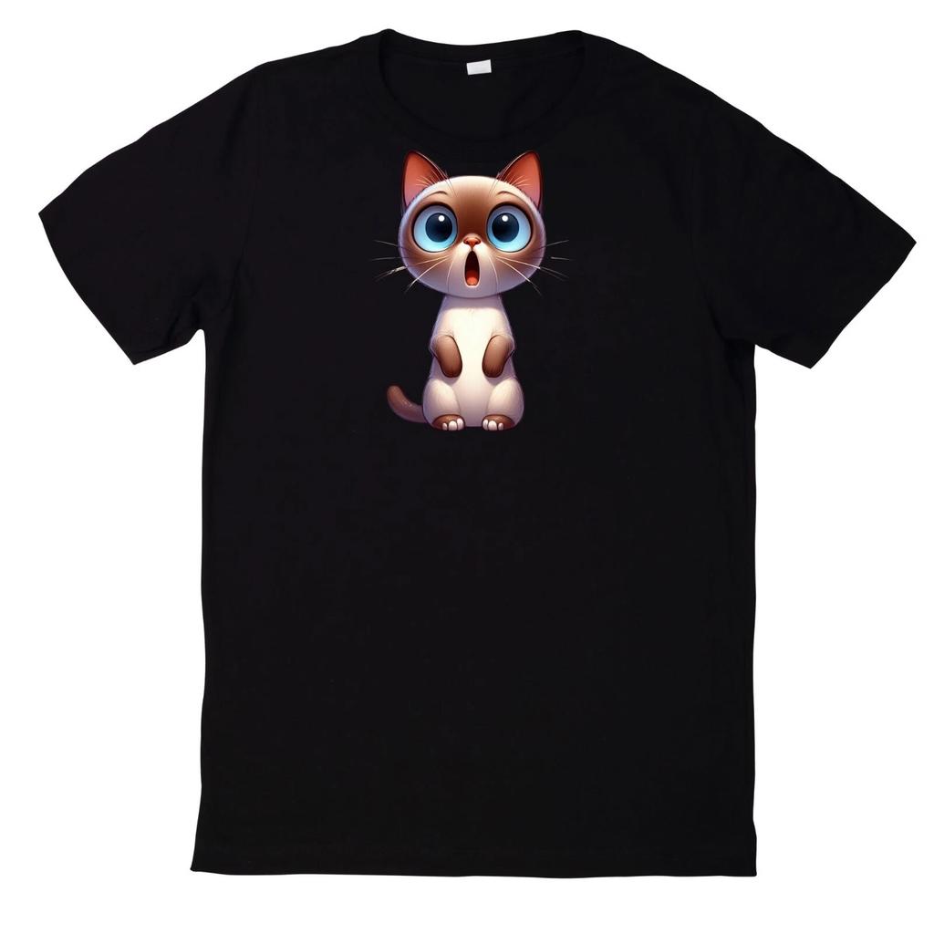 T-Shirt Lustige überraschte Katzen Motiv Baumwolle