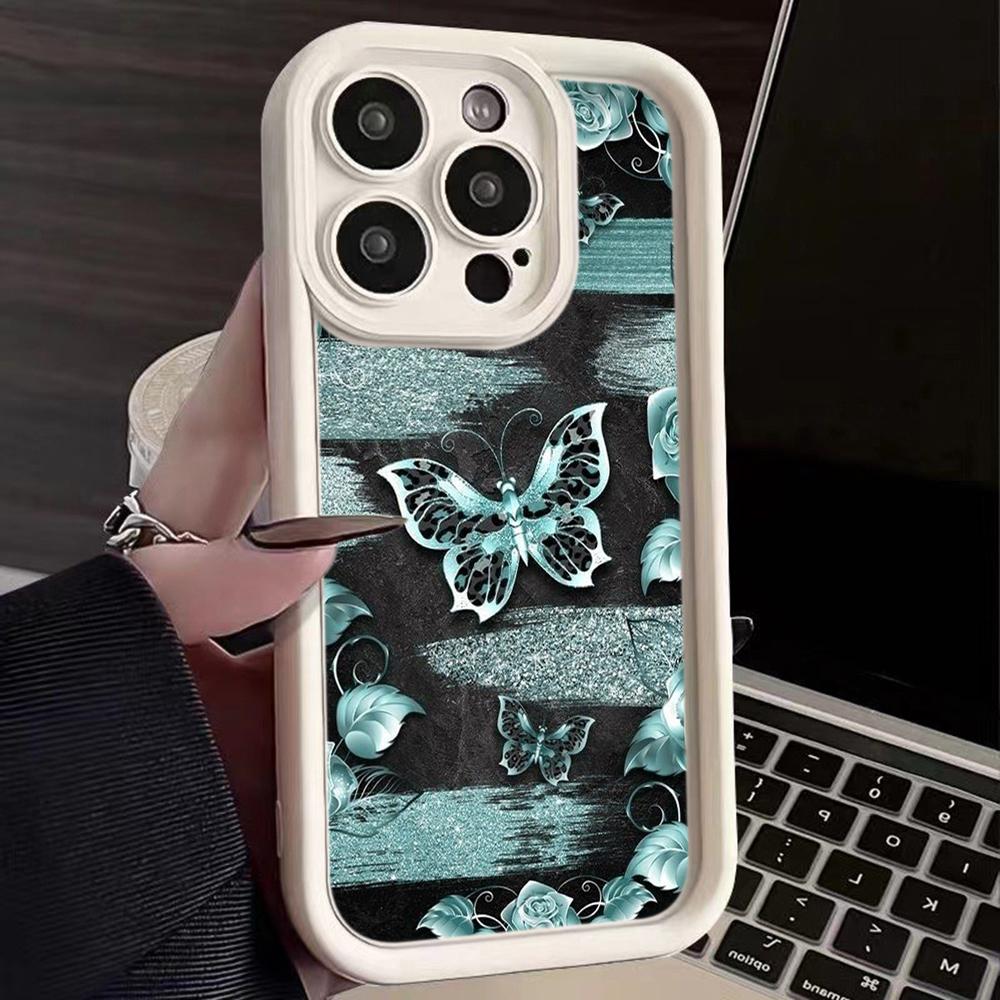 Мягкий чехол из ТПУ с ангельскими глазками для Samsung A05 A04 A10 A30 A13 A23 A53 A14 A24 A34 A54 A15 A25 A35 A55 S20 S23 FE S24 Ultra Ae64 с изображением бабочки и цветка