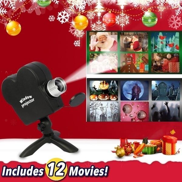 Рождество Хэллоуин фильмы отображает оконный проектор Xmas проекционный свет с экраном-занавеской включает 12 движений рождественские украшения подарки
