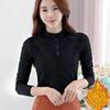 Autumn and Winter Fleece Thickened Lace Bottoming Shirt Ladies Long-sleeved All-match Modified Figure Plus Size Thermal Top