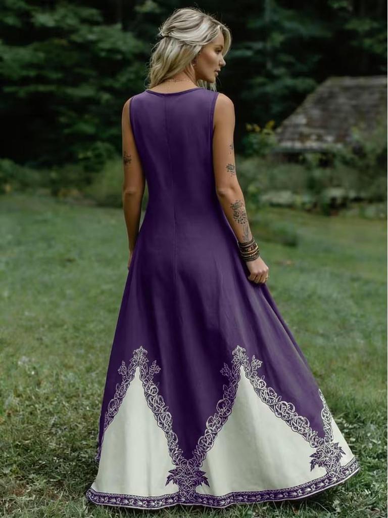 Летнее платье с V-образным вырезом без рукавов в стиле кельтского ренессанса 2026 - Женское трансграничный стиль