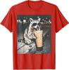 Raccoon Drinking Iced Coffee Funny Meme T Shirt Womens Unisex Cotton Tee Casual Summer Oversized Humor Short Sleeve Streetwear Top
