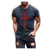 Мужская уличная мода Крест вера с принтом Круглый воротник С короткими рукавами Т-образный рукав