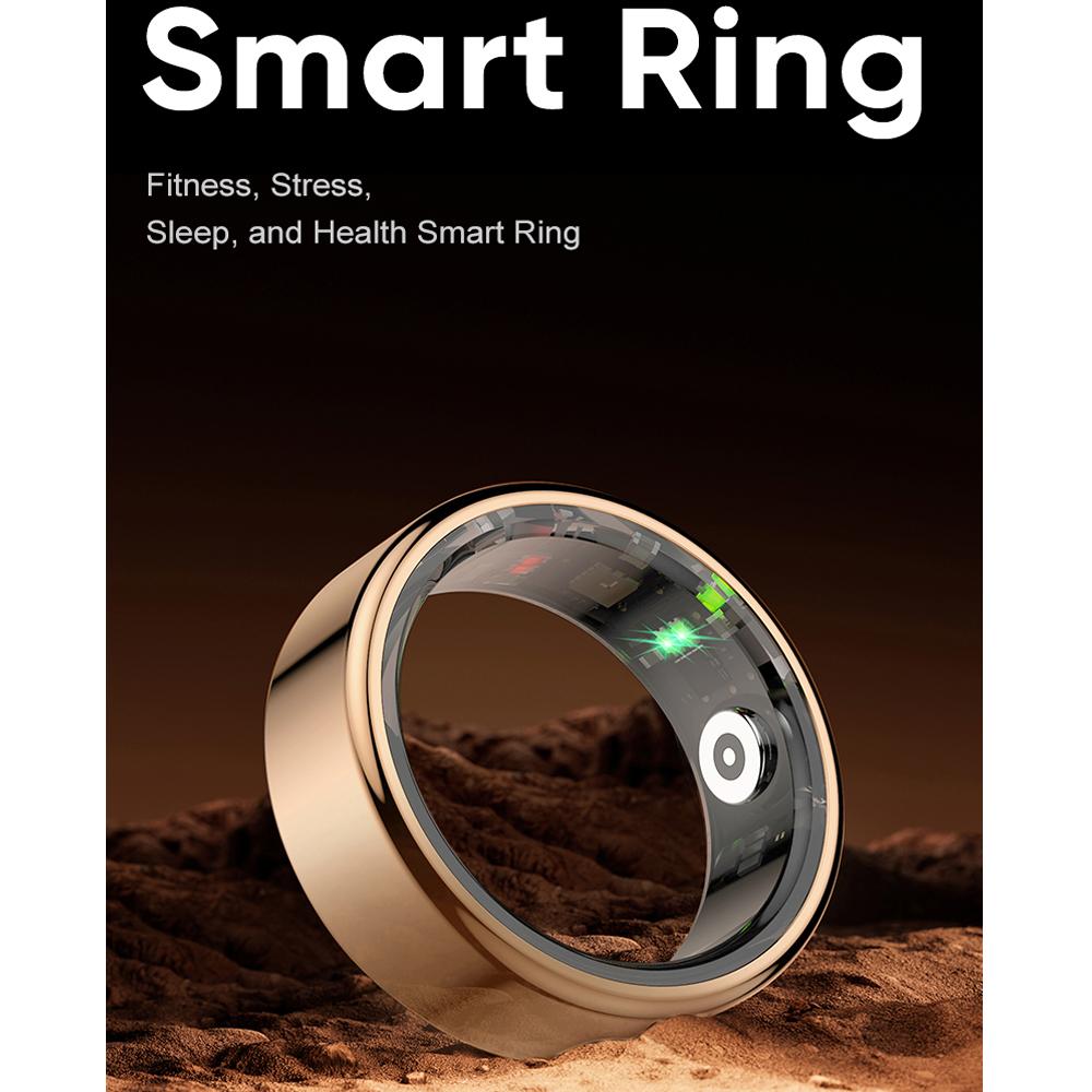 YurKem Беспроводная зарядка Смарт-кольцо Измерение сердечного ритма кислорода в крови Артериальное давление Мужчины Женщины Фитнес-трекер Спорт IP68 Водонепроницаемый Bluetooth-кольцо