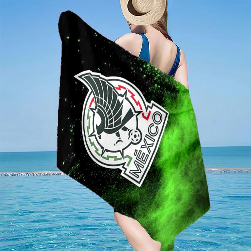 Mexico Football Emblem Microfiber Beach Towel, Lightweight And Quick-Dry, for Summer Travel, Beach Essential, Swimming Pool