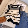 Women's Striped Tanks Vest Tops Women Slim Knitting Basic Simple O-neck Korean Style Sweater