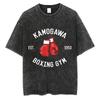 Vintage Cotton Washed TShirt Anime Hajime No Ippo Kamogawa Boxing Gym Loose T Shirts Men Women YK Hip Hop Summer Top Tee