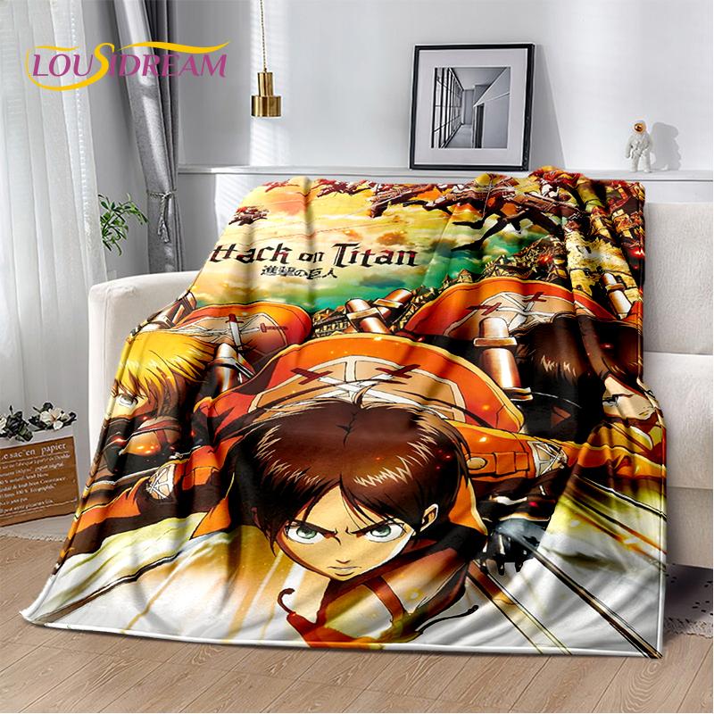 2025 Attack On Titan Eren Anime Cartoon Soft Blankets,Throw Blanket Comfortable Blanket for Picnic Beds Sofa Home Kids Gifts