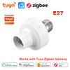 Tuya Zigbee Умный патрон-переключатель для лампочки E27 Адаптер держателя лампы Приложение Smart Life Таймер Голосовое управление Работает с Alexa Google Home Z2M