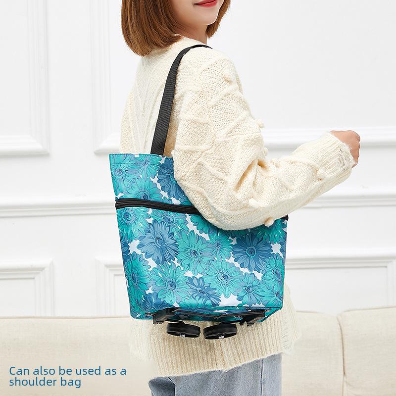 Складная тележка для покупок с переносным механизмом и трансформируемой подвесной сумкой