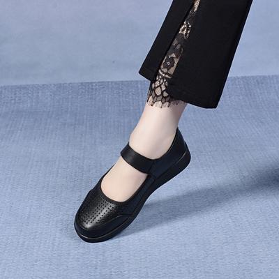 Неглубокие одинарные туфли женские весенне-летние с неглубоким вырезом, перфорированные, с плоской подошвой, удобные