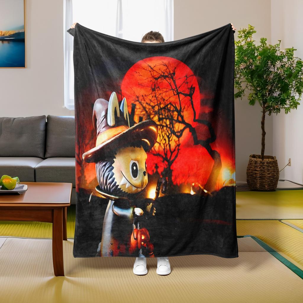 1PC Pop Cartoon Actor Elf Pattern Soft Throw Thin Blanket Gift for Couch Bed Car Home Camping For Halloween Theme All Season Use