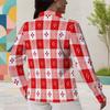 Women Plus Size Plaid Printed Collared Long Sleeve Button Front Curved Hem Shirt