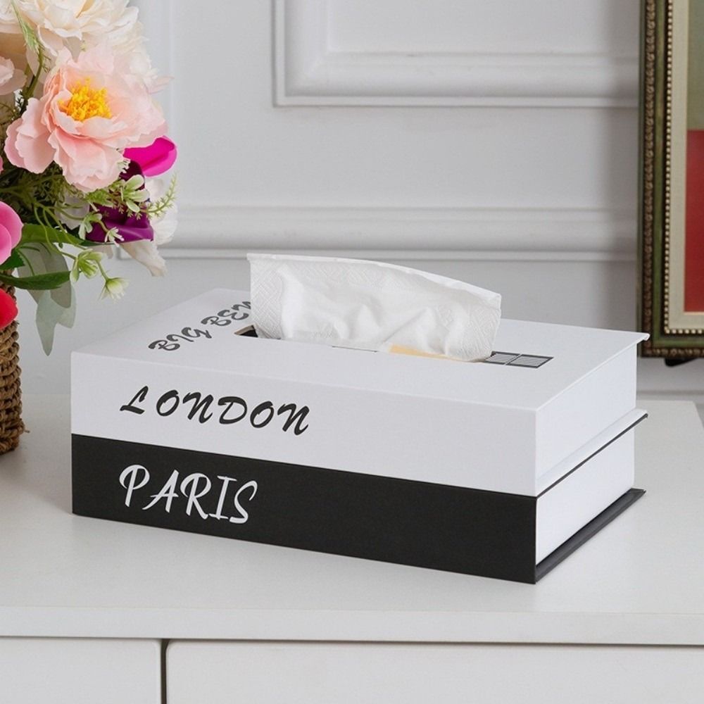 Luxury Book Style Tissue Box Ornaments Napkin Holder Case Organizer Paper Box Home Decoration