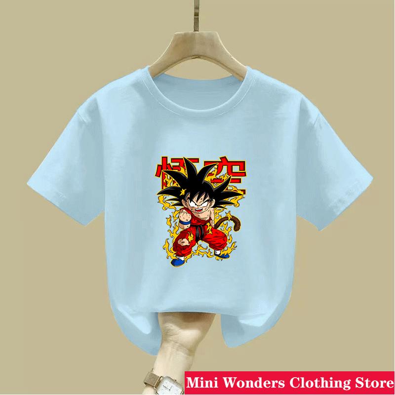 Dragon Ball Summer Short Sleeve  Shirt Kids Tops Tee Anime Figures Son Goku Super Saiyan Tshirt Boys Tshirts Children Clothes