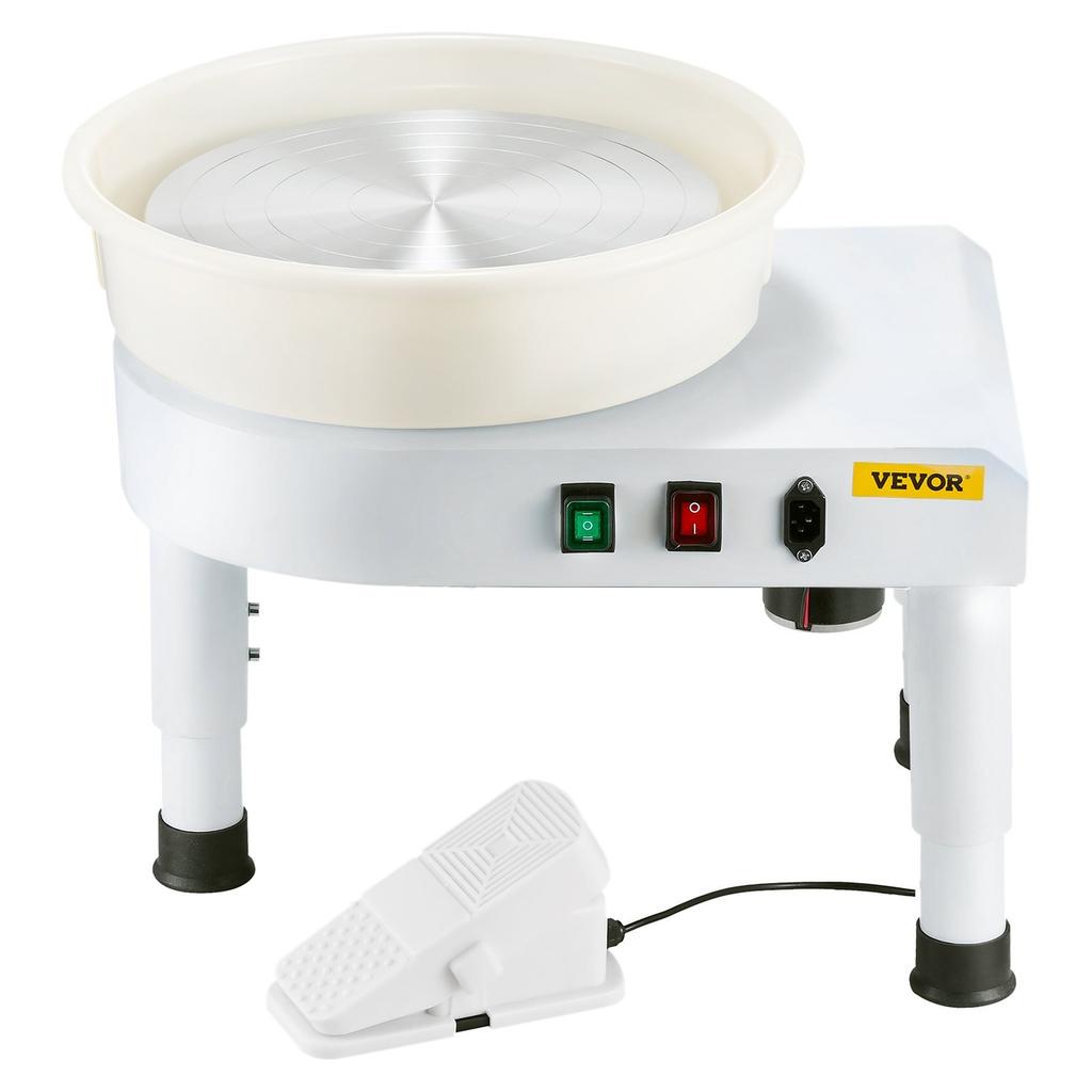 Pottery Wheel, 14 in Ceramic Wheel Forming Machine, 60-300 RPM Adjustable Speed with Foot Pedal Control, Detachable Basin, Adjustable Lift Leg,