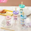 Для стаканов Sanrio с трубочкой Кавайные с рисунком Hello Kitty Прозрачный стакан для воды с крышкой для дома и офиса Кружка для охлажденного сока и газировки для девочки