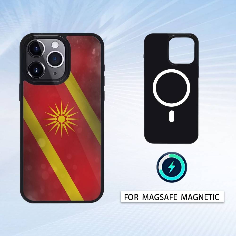 M-Macedonia Flag Phone Case For iPhone17,16,15,14,13,12,Pro,Max,Magnetic For Magsafe Wireless Charging