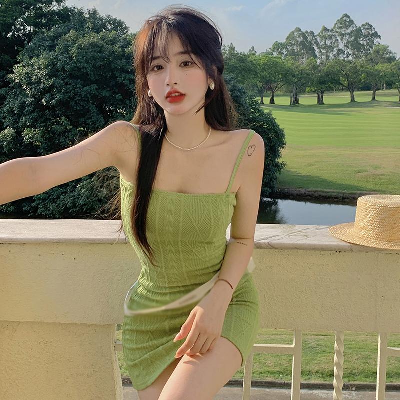 Облегающее Сексуальное Летнее Ретро Платье без Рукавов Женское Универсальное Платье-Слинг