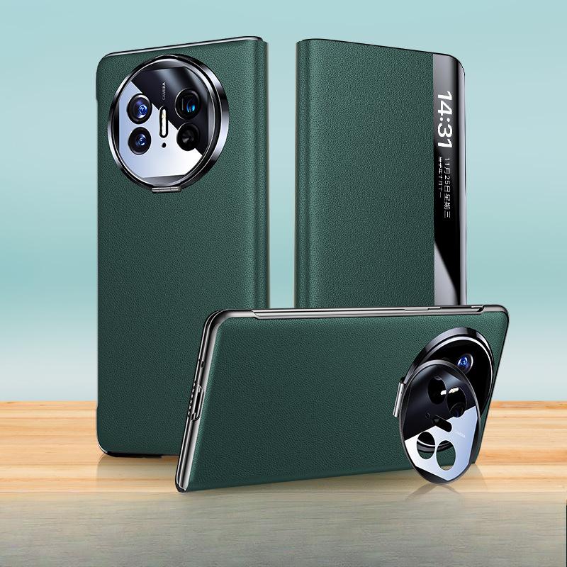 Кожаный чехол для мобильного телефона Huawei MateX5 с кронштейном для объектива, подходит для X3 Smart Flip, противоударный, полностью закрывающий, деловой мужской кожаный чехол