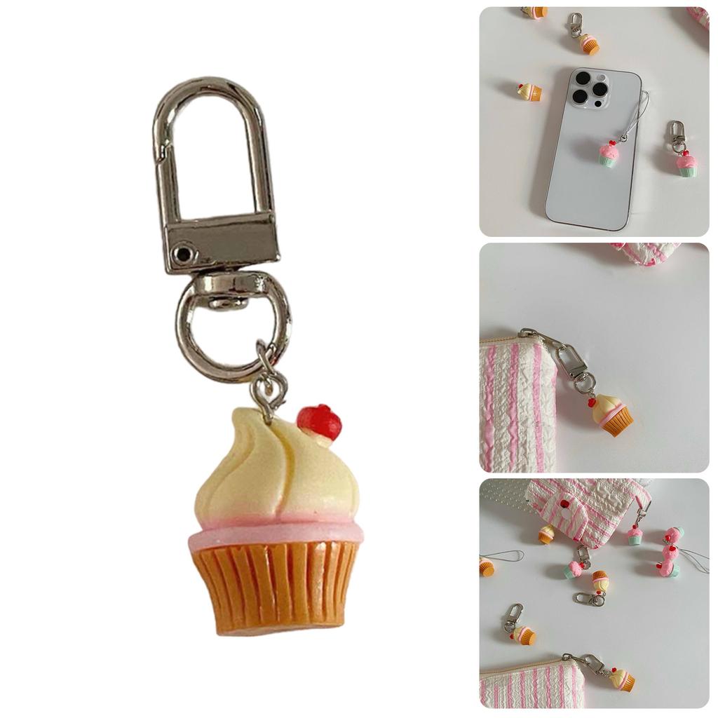 Sweet Cake Charm Keychain Fashion Resin Bag Pendant for Women and Girls Unique Keyring Handbag Decoration Accessory
