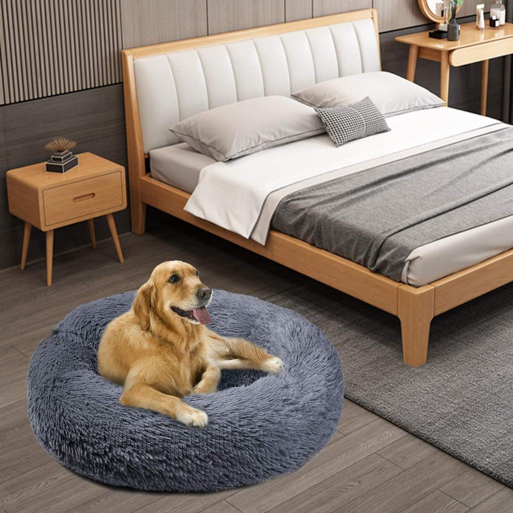 Aurako 76 см Пушистая круглая подушка-пончик для собак и кошек, лежанка для домашних животных для сна, подходит для кошек и маленьких собак, подходит для холодной погоды, подходит для щенков и доступна в