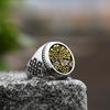 Vintage Mens Viking Tree of Life Signet Ring Cool Mens 316L Stainless Steel Nordic Rune Rings Retro Amulet Jewelry