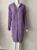 Autumn/Winter Knit Hooded Cardigan Coat - Mid-length Solid Color Cable Knitwear