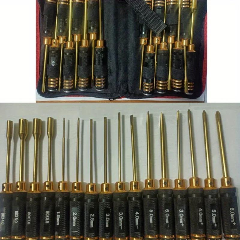 16 шт./набор Инструменты для авиамоделирования Шестигранная двухцветная ручка из алюминиевого сплава Внутренний шестигранник Отвертка в форме + в форме Насадка