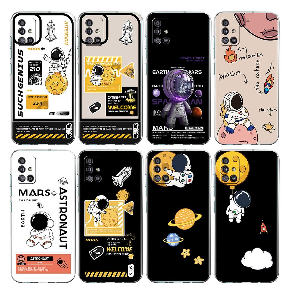 Роскошный прозрачный чехол Astronaut для Samsung Galaxy A52 A12 A51 A32 A21s A71 A32 A22 50 A70 A31 A72 5G чехол для телефона