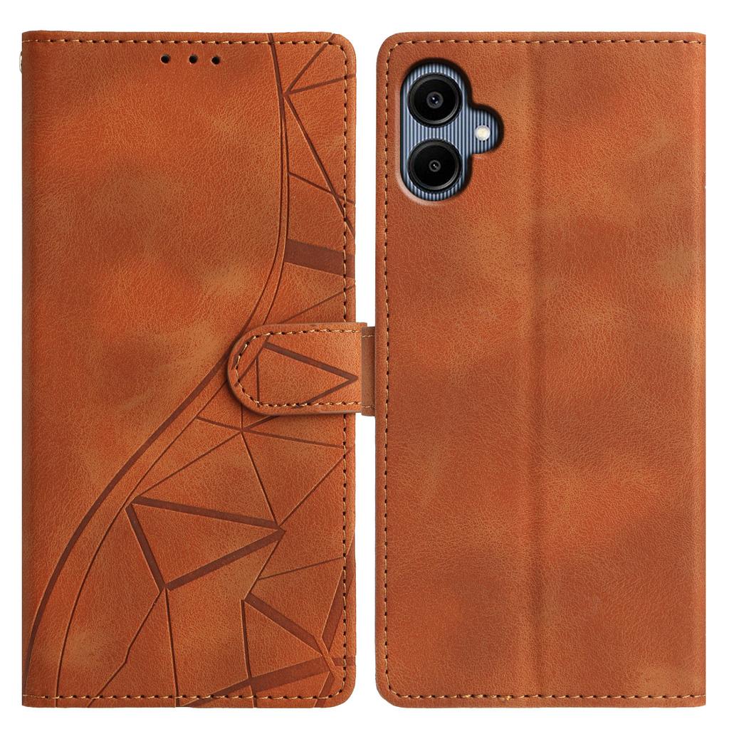 For Samsung Galaxy A06 4G Case Wallet Stand Imprinted Triangle Pattern Leather Phone Flip Cover