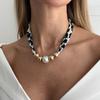 Винтажный шелковый шарф с леопардовым принтом, фланелевое knotted necklace для женщин, креативная цепочка на шею с имитацией жемчуга и CCB бусинами