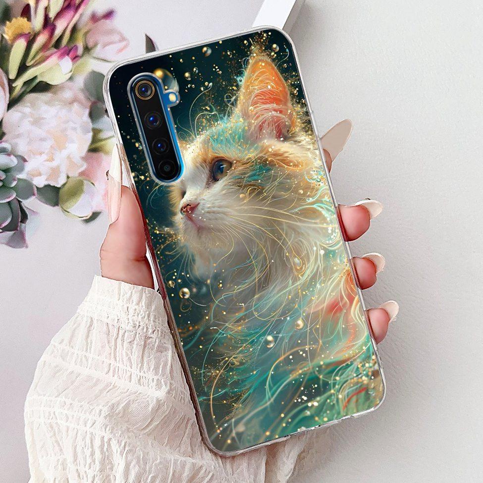 6.6" For Realme 6Pro RMX2061 RMX2063 Back Cover For Realme 6 Pro Case Clear Luxury Fashion Cute Cat Cool Funny Soft TPU Bumper