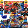 Monster Truck Party Supplies,140pcs Monster Truck Birthday Decorations&Tableware-Monster Truck Birthday Plates Backdrop,Blaze Party Decorations