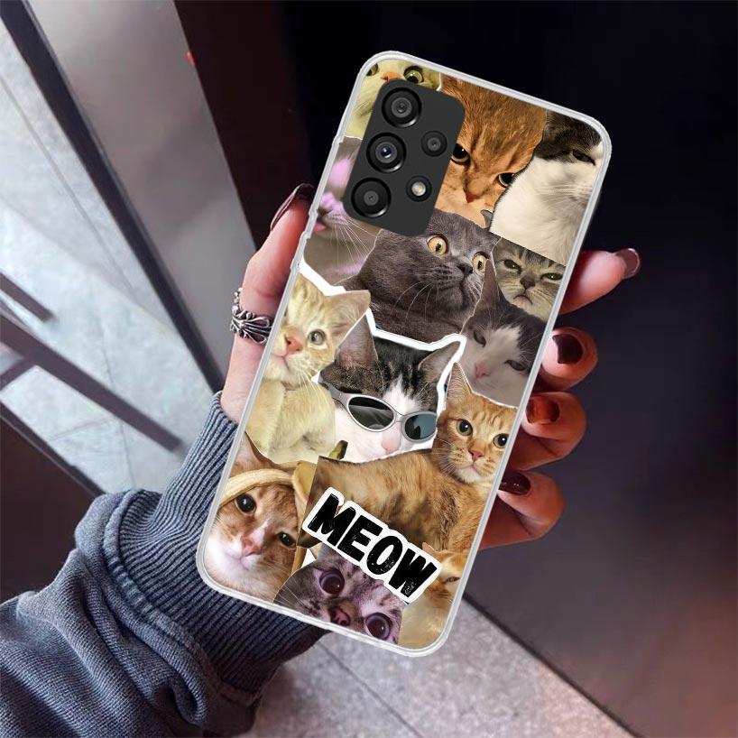 Чехол для телефона с мемами "Плачущий кот" для Samsung Galaxy A52 A51 A50S A32 A22 A12 A02S A72 A71 A31 A70 A30S Note 20 Ultra 10 Plus S10 Gala