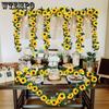 2pcs Artificial Sunflower Garland Silk Sunflowers Hanging Vines Flowers with Green Leaves for Room Kitchen Garden Birthday Wedding Baby Shower Party