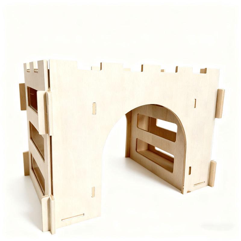 Interactive Hamster & Rabbit Wooden Hideout with Hay Feeder