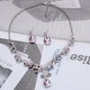 Diamond-Set Crystal Girl Necklace Fashion Personality Temperament Versatile Collarbone Chain Water Drop Necklace Earrings
