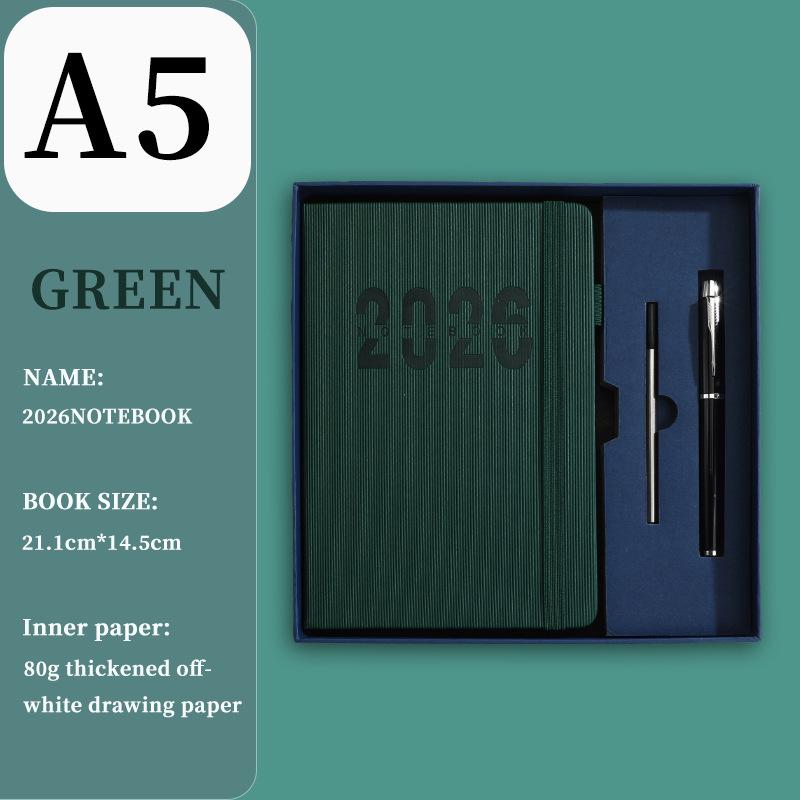 Ежедневник на английском языке на 2026 год с резинкой: Годовой календарь, Еженедельник, 365-дневный блокнот для эффективности