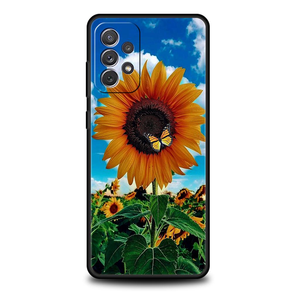 Чехол для Samsung A15 A13 A35 A55 A51 A71 A41 A31 A03S A05 A17 A23 A25 A33 A53 A73 5G A07 4G Cover Красивый Желтый Подсолнух