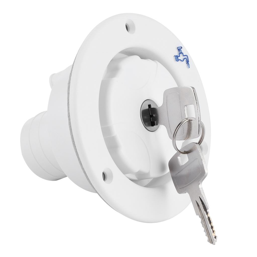 Круглый вход для воды, запорный клапан, порт заполнения бака, WKey для автофургона, яхты, кемпинга, автомобиля, прицепа, белый