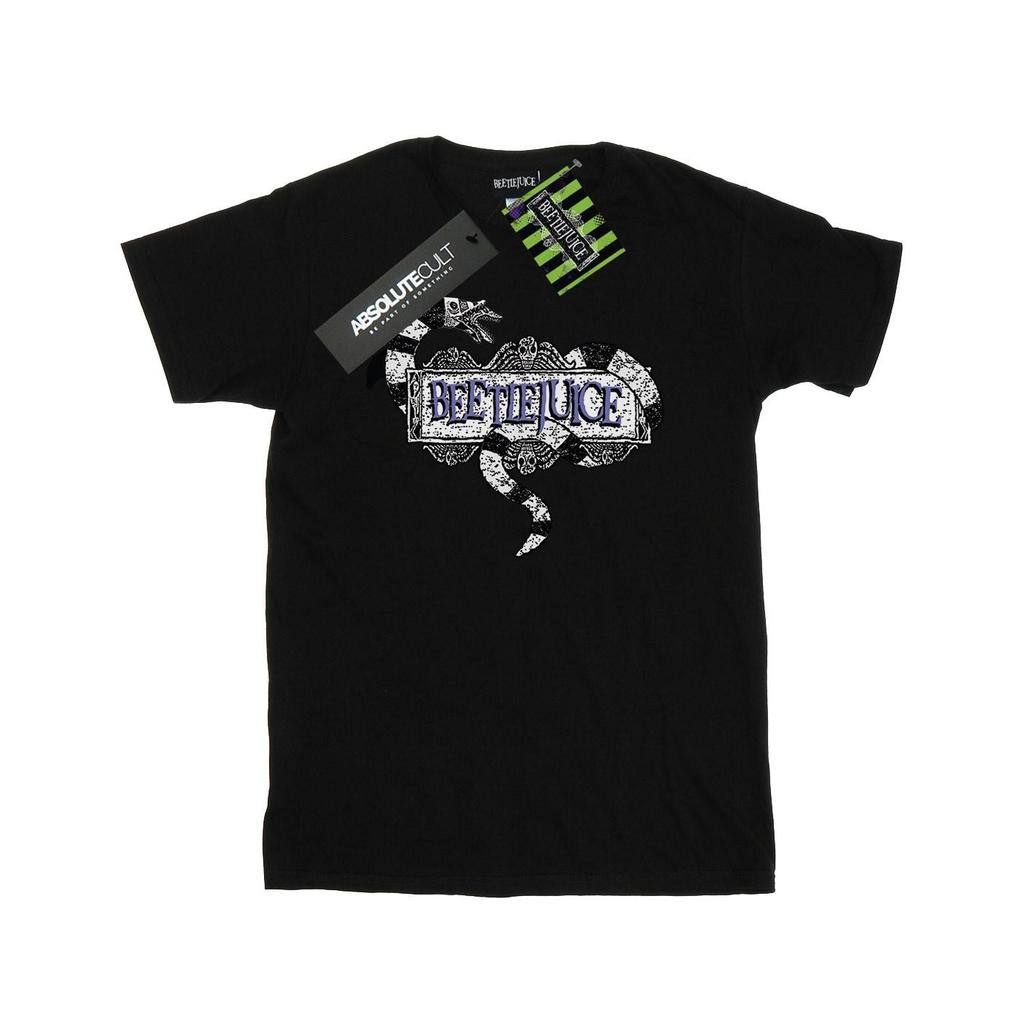 Beetlejuice Женская/дамская хлопковая футболка бойфренда с логотипом Sandworm