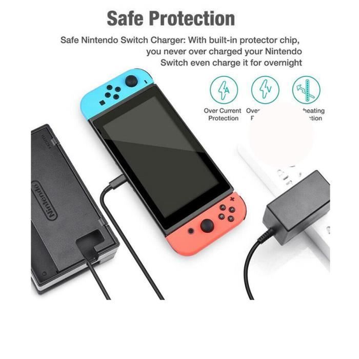 Chargeur mural - Nintendo - Switch - USB Type-C - Noir - 5.0V 2.4A
