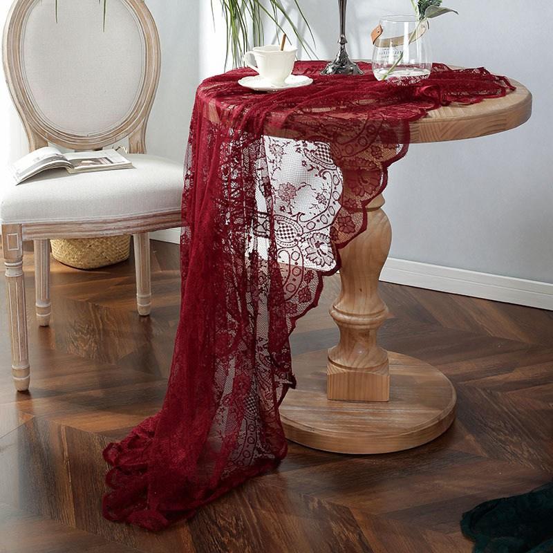 American Style Wedding Party Retro Dark Green Lace Hollowed Out Circular Tablecloth Restaurant Table Cover Round Table Cloth