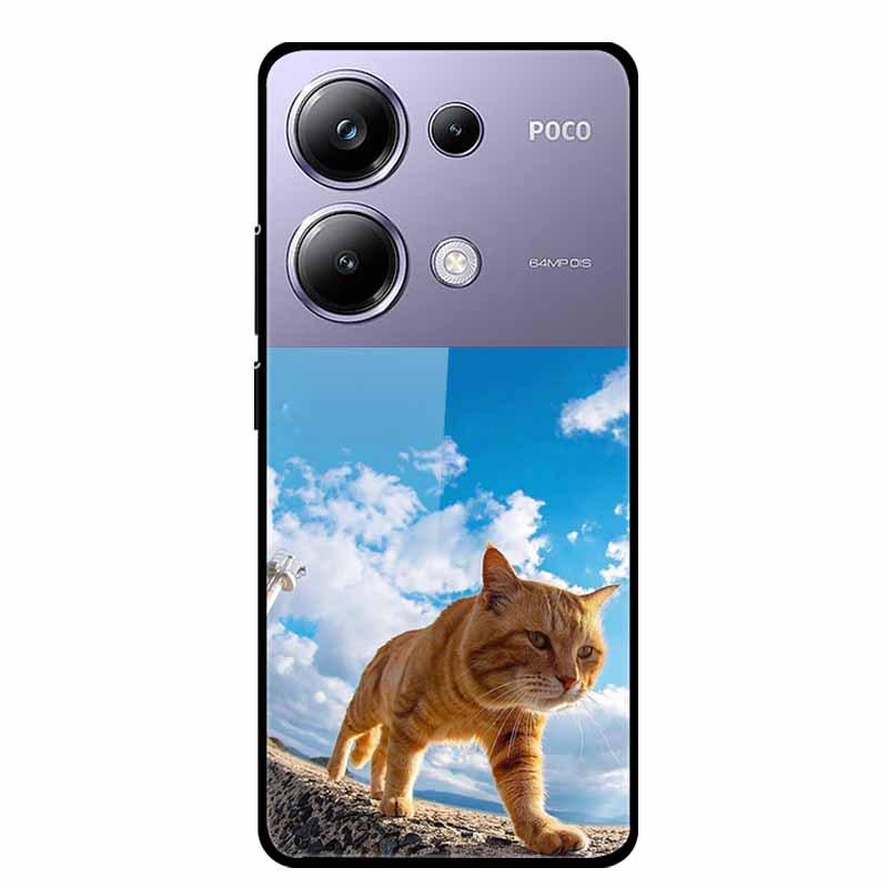 Красочный эстетичный чехол из закаленного стекла для Redmi 12 5G и POCO M6 PRO