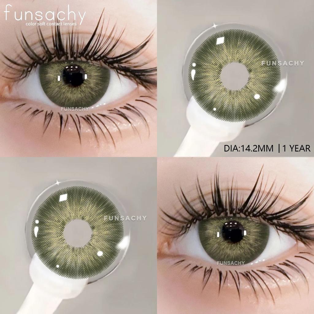 FUNSACHY 1 пара корейских линз, цветные контактные линзы, натуральные линзы для глаз, мягкие голубые линзы для зрачков, новые коричневые косметические средства, годовая цена