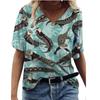 Summer V-neck 3D Abstract Printed Top Fashionable Casual Short Sleeved Women's T-shirts
