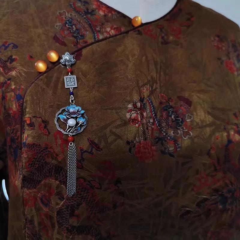 Изысканный винтажный кисточный чонсам длинная подвеска пион цветок жемчужные броши для женщин аксессуары для ханьфу ювелирные изделия